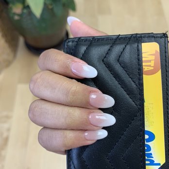 Rainbow Nail & Spa - almond french ombré using sns - Nail Salons Near Me - Glendale, New York
