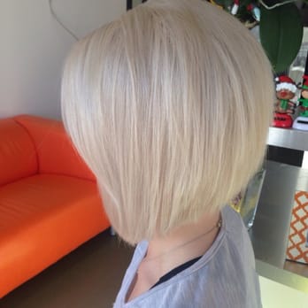 Salon D'Shayn - A-line bob with a platinum blonde and no brass/yellow.. Transformation by Karla! - Hair Salons Near Me - Phoenix, Arizona Salon D'Shayn - A-line bob with a platinum blonde and no brass/yellow.. Transformation by Karla! - Hair Salons Near Me - Phoenix, Arizona