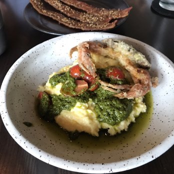 Akar - Soft shell crab and grits (Sunday brunch menu) - Asian Fusion Near Me - St. Louis, Missouri
