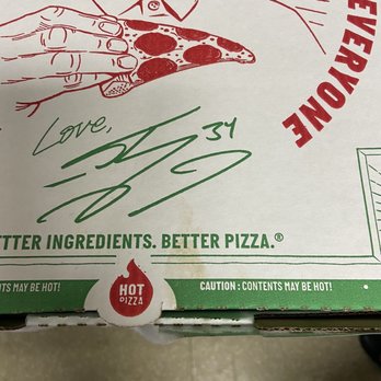 Papa Johns Pizza - Box with his finger print - Pizza Near Me - Lakewood, Colorado