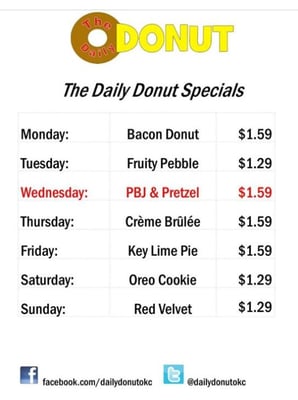 Menu photo 1 The Daily Donut Oklahoma City, OK Menu photo 1 The Daily Donut Oklahoma City, OK