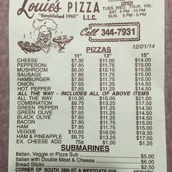 Louie's Pizza - Grabbed a copy of their menu. - Pizza Near Me - Newark, Ohio