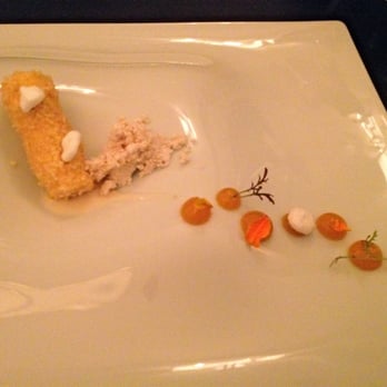 Goosefoot - Cinderella pumpkin/nougatine/spice meringue/coffee dessert (with a very cool praline powder as well) - New American Near Me - Chicago, Illinois