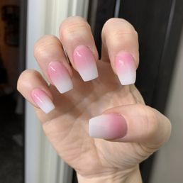 Pink ombré coffin shaped acrylic nails