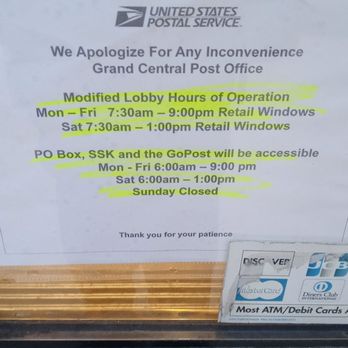 US Post Office - New hours. - Post Offices Near Me - New York, New York