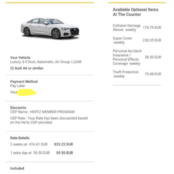 Hertz - Original booking of an Audi A6 or similar - Car Rental Near Me - Dublin, D
