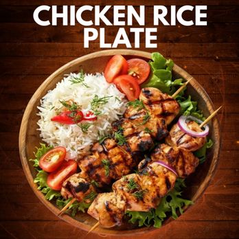 Berkeley Bagels - Chicken rice plate with freshly grilled kabobs, aromatic jasmine rice, and freshly cut salad! - Bagels Near Me - Berkeley, California