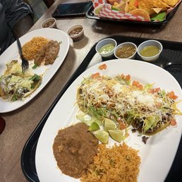 Fresh Chips, Tacos, rice & beans Fresh Chips, Tacos, rice & beans