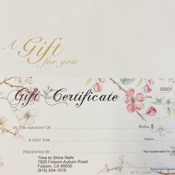Time to shine Nails - Gift Certificate - Nail Salons Near Me - Folsom, California