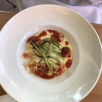 Farm & Table - Shrimp and Grits. It seemed to be more like Polenta than grits but it was still tasty. - New American Near Me - Albuquerque, New Mexico