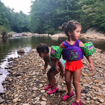 Carolina Hemlock Recreation Area - Babies loved stacking rocks - Campgrounds Near Me - Burnsville, North Carolina