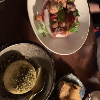 Kissa Tanto - Octopus salad and tobiko on housemade bread - Japanese Near Me - Vancouver, British Columbia Kissa Tanto - Octopus salad and tobiko on housemade bread - Japanese Near Me - Vancouver, British Columbia