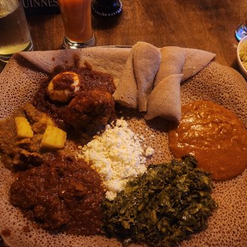 Authentic EthioAfrican - Two meat and two veg sampler - Ethiopian Near Me - Phoenix, Arizona