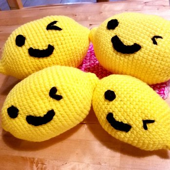 Happy Lemon - 4 happy lemons, sitting on a wall. I mean table. Barbi made these. - Bubble Tea Near Me - Houston, Texas