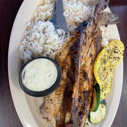 Whole Catfish Grilled with rice and veggies Whole Catfish Grilled with rice and veggies