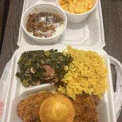 31 Flavors Soul Food Kitchen - Fried Chicken Dark Meat, Yellow Rice, Collard Greens, Yamallow, Mac and Cheese