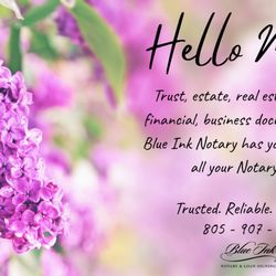 Blue Ink Mobile Notary and Loan Signing - Thousand Oaks and surrounding cities including Westlake Village,Agoura,Lake Sherwood,Moorpark,Newbury Park,Santa Rosa Valley,Camarillo,etc.