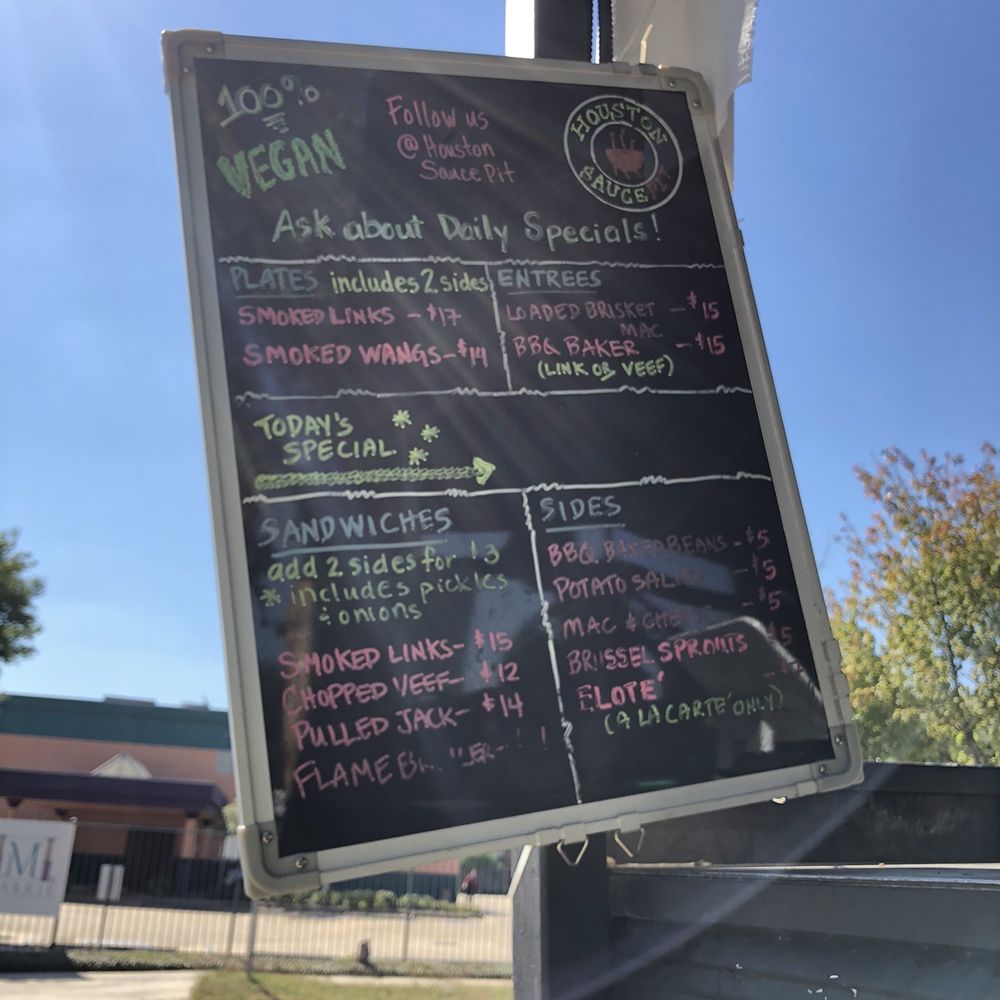 Houston Sauce Pit - Menú - Vegan Near Me - Houston, Texas