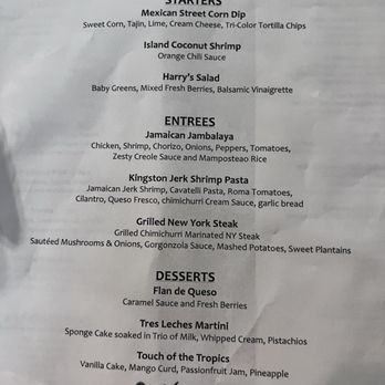 Harry's Poolside Bar & Grill - Pre-set 3 Course menu - American Near Me - Orlando, Florida