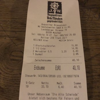 Augustiner Bräustuben - The damage, not bad - German Near Me - Munich, BY Augustiner Bräustuben - The damage, not bad - German Near Me - Munich, BY