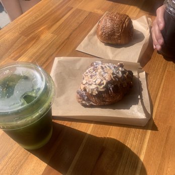 Dart Coffee Co - Matcha sunrise, almond croissant, chocolate croissant, and cold brew. - Coffee Roasteries Near Me - Santa Barbara, California Dart Coffee Co - Matcha sunrise, almond croissant, chocolate croissant, and cold brew. - Coffee Roasteries Near Me - Santa Barbara, California