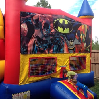 Jump N Party Inflatables - The Batman banner on the primary colored 4-in-1 jumper with slides. - Party & Event Planning Near Me - Murrieta, California Jump N Party Inflatables - The Batman banner on the primary colored 4-in-1 jumper with slides. - Party & Event Planning Near Me - Murrieta, California