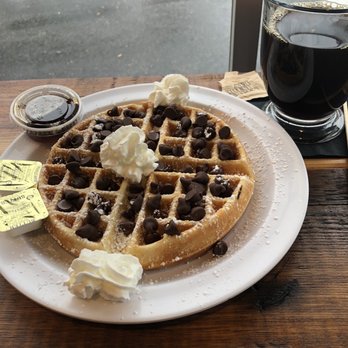 Grounder Cafe - 6" Plain Waffle and coffee - Coffee Roasteries Near Me - Medford, Massachusetts