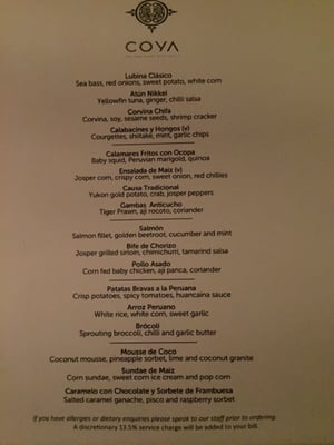 Menu photo 3 COYA London, XGL Menu photo 3 COYA London, XGL