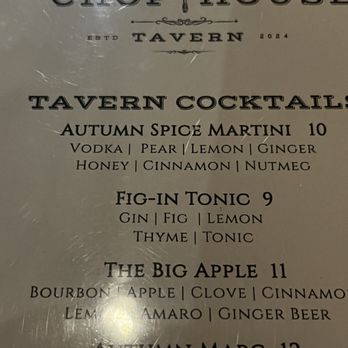 Chop House Tavern - I'm making the Autumn spice martini for christmas - New American Near Me - Staunton, Virginia