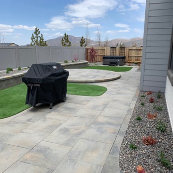 Rock Solid Landscape - Moduline Victorian pavers with Steeple crest wall in Victorian color. - Landscaping Near Me - Reno, Nevada