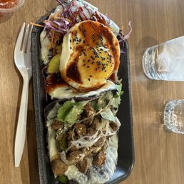 Spicy buldak left and steak laab right Spicy buldak left and steak laab right