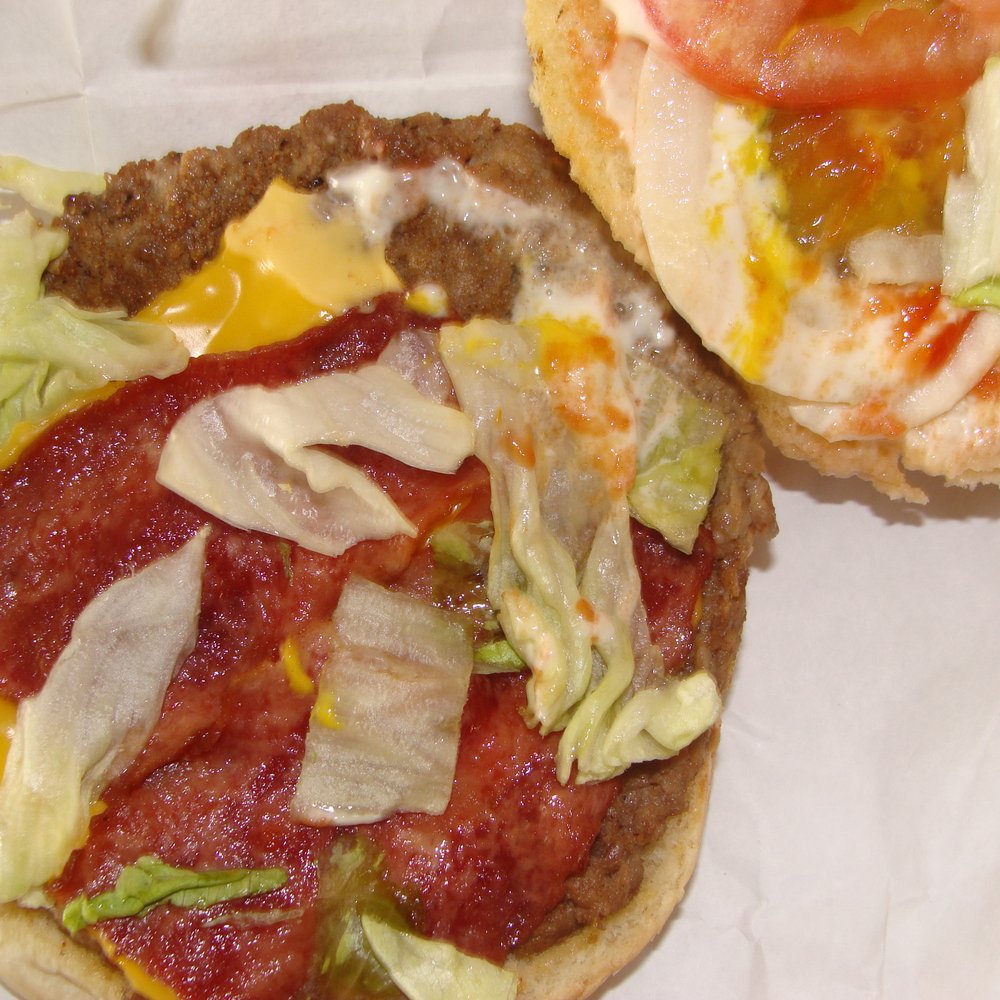 Space Burger - Close-up of a freshly-made Bacon Cheeseburger from Space Burger. - Burgers Near Me - Irving, Texas Space Burger - Close-up of a freshly-made Bacon Cheeseburger from Space Burger. - Burgers Near Me - Irving, Texas