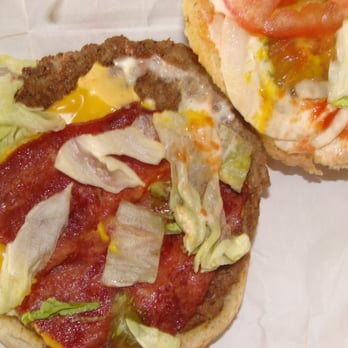 Space Burger - Close-up of a freshly-made Bacon Cheeseburger from Space Burger. - Burgers Near Me - Irving, Texas Space Burger - Close-up of a freshly-made Bacon Cheeseburger from Space Burger. - Burgers Near Me - Irving, Texas