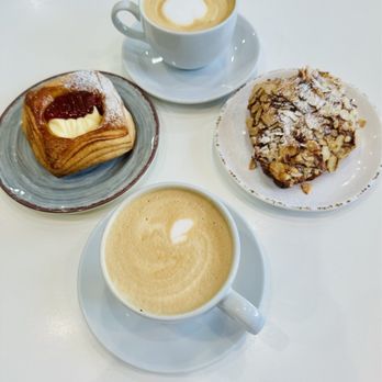 Lady Baker - Lavender latte, regular latte, almond croissant, guava and cheese danish - Bakeries Near Me - Pembroke Pines, Florida Lady Baker - Lavender latte, regular latte, almond croissant, guava and cheese danish - Bakeries Near Me - Pembroke Pines, Florida
