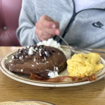The Pancake House - Chocolate chip pancake, breakfast with eggs and bacon - Breakfast & Brunch Near Me - El Cajon, California