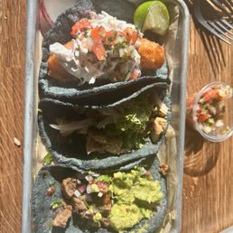 Fish taco, Pollo Asado taco, and Carne Asada taco.