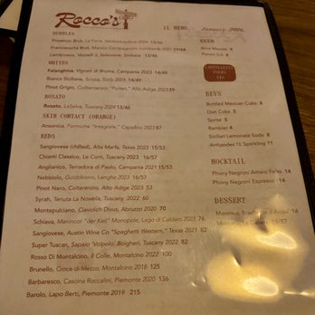 Rocco's - menu - Wine Bars Near Me - Austin, Texas