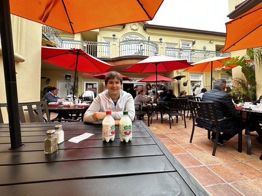 Photo of Attari Sandwich Shop - Los Angeles, CA, US. Courtyard space with dough soda