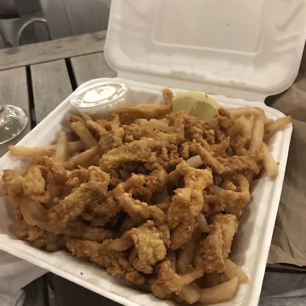 Quarterdeck - Clam strips with fries - Seafood Near Me - Edgartown, Massachusetts Quarterdeck - Clam strips with fries - Seafood Near Me - Edgartown, Massachusetts