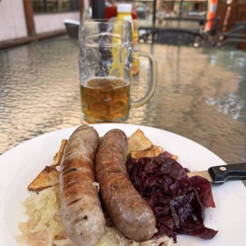 Edelweiss Resort and Restaurant - A very tasty perfectly prepared couple of brats. Sauer kraut top line with caraway seeds. The potatoes were unique. The best !! - German Near Me - Greer, Arizona Edelweiss Resort and Restaurant - A very tasty perfectly prepared couple of brats. Sauer kraut top line with caraway seeds. The potatoes were unique. The best !! - German Near Me - Greer, Arizona