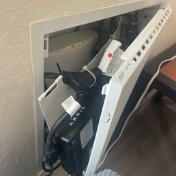 messy cable box left by workers messy cable box left by workers