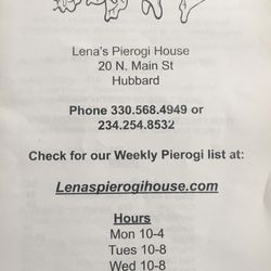 Lenas Pierogi House - Menu as of May 2024