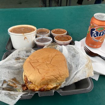 Commonwealth BBQ - Smokey Chicken Sandwich  Cowboy Beans BBQ Sauces - Barbeque Near Me - Wrentham, Massachusetts