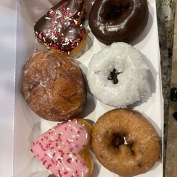 Brownie filled, apple fritter, cherry filled, double chocolate, red velvet & glazed blueberry