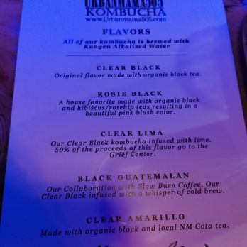 Urbanmama505 Kombuchery and Elixir Bar - Kombucha flight list - Kombucha Near Me - Albuquerque, New Mexico Urbanmama505 Kombuchery and Elixir Bar - Kombucha flight list - Kombucha Near Me - Albuquerque, New Mexico