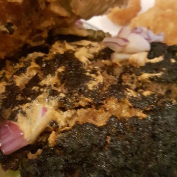 Pile High Burgers - See the charred burger up close! Other two burgers also charred.(not pictured) - Food Trucks Near Me