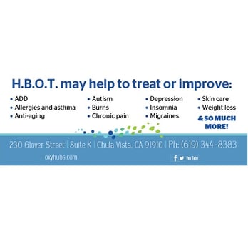 Oxy Hubs - Hyperbaric Oxygen Therapy - Undersea/Hyperbaric Medicine Near Me - Chula Vista, California Oxy Hubs - Hyperbaric Oxygen Therapy - Undersea/Hyperbaric Medicine Near Me - Chula Vista, California