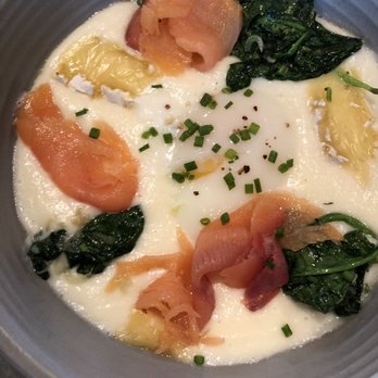 Oak + Violet - Salmon, Brie, and eggs cocotte - New American Near Me - Menlo Park, California Oak + Violet - Salmon, Brie, and eggs cocotte - New American Near Me - Menlo Park, California