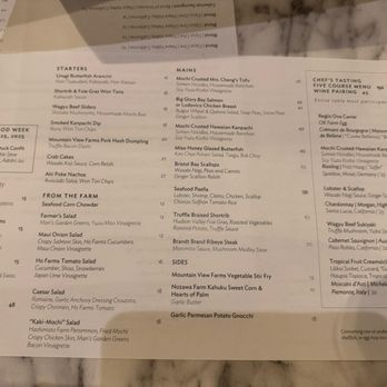 MW Restaurant - Menu - New American Near Me - Honolulu, Hawaii