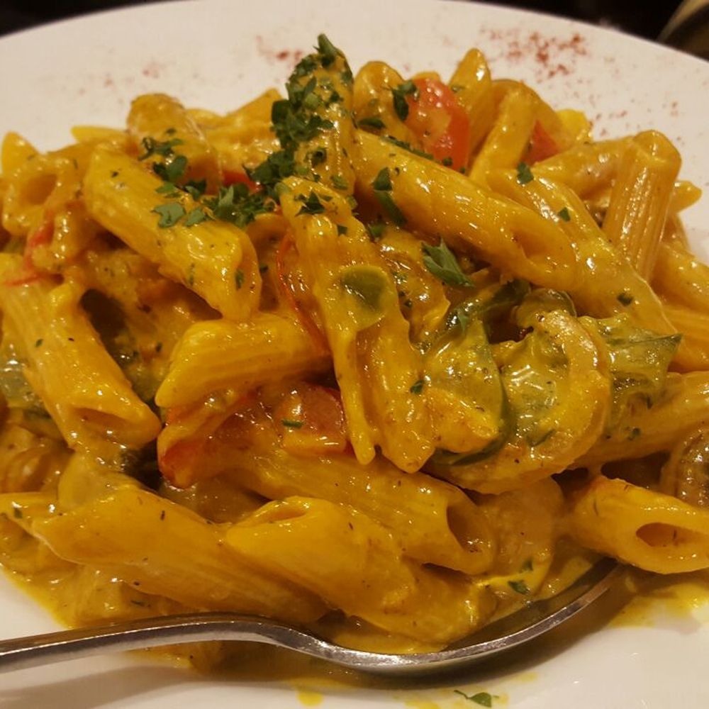 Kara Mia - Penne in saffron sauce - Halal Near Me - Markham, Ontario Kara Mia - Penne in saffron sauce - Halal Near Me - Markham, Ontario